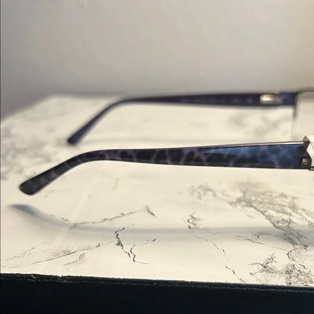 Bebe BB5151 Plum Semi-Rimless Eyeglasses Swarovski Crystals NWT